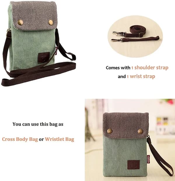 【2F】Universal mobilväska i canvas - Axelväska - Mini Messenger Bag