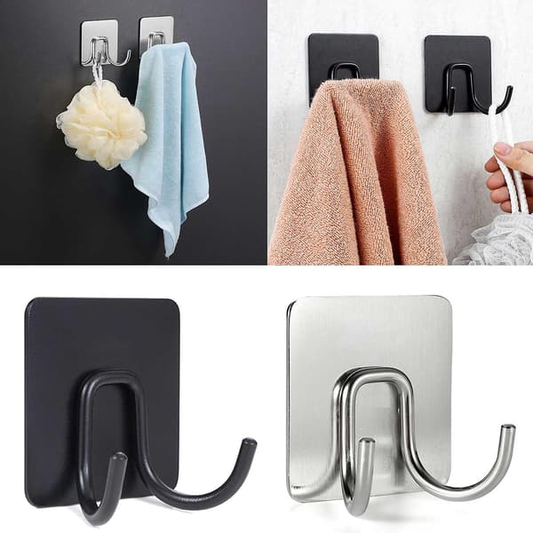 Håndklekåpe Krokholder Henger Rustfritt Stål Høyglans Krom Kroker Bad Black