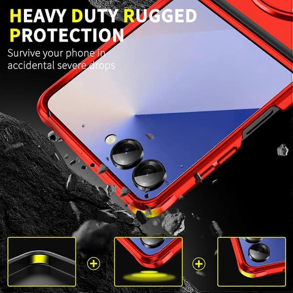 Skjutbart Camshield Ringhållare Mobilskal Röd Red For Samsung Galaxy Z Flip7 5G
