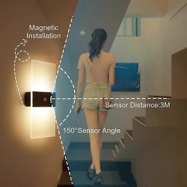 Magnetisk Akryl Smart Induktionsnattlampa, Vit Båge Vitt Ljus[2F]