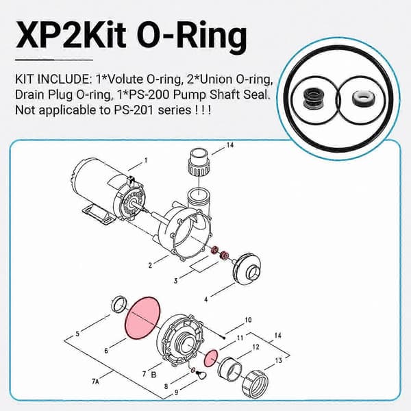 【2F】AquaFlo FloMaster XP2 XP2E Bassengpumpe Tetningssett PS200 O-ring for Lekkasjeforebygging