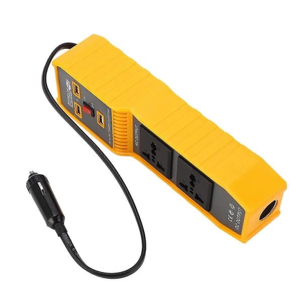 Bilstrømomformer DC12V til AC110V Pluggadapter Uttakskonverter for Kjøretøy 200W