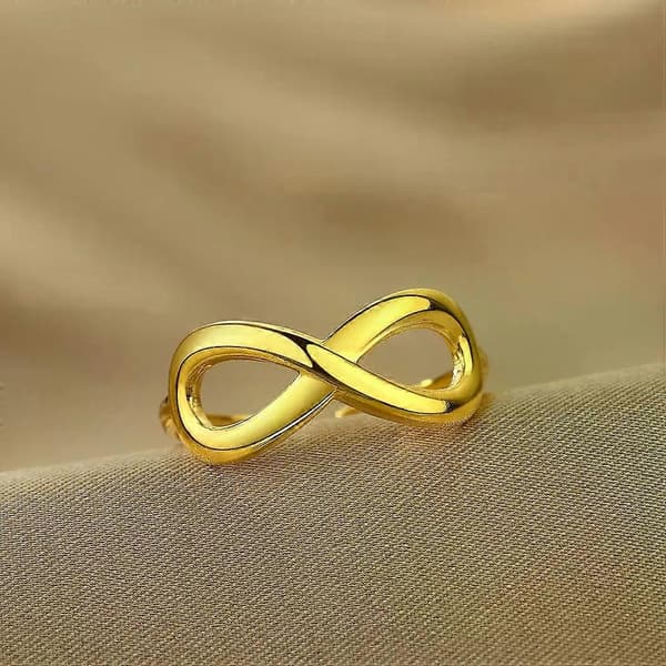 【2F】QIAMNI Infinity Love Eig2F Knot Open Knuckles Ringe Rustfrit Stål Delikat Bryllupsgave Løfte Evig Uendelig Ring Smykker 7 SILVER PLATED