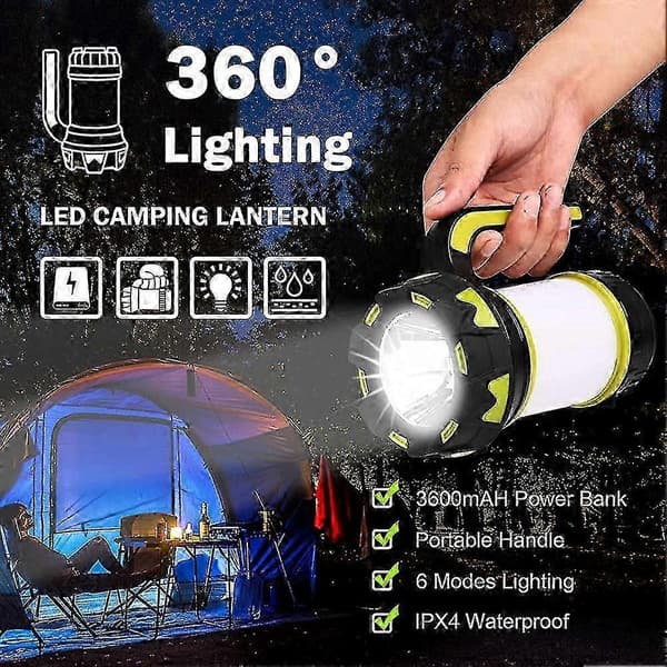 Bærbar campinglykt, Heilwiy USB oppladbar LED campinglykt dimbar IP65 gave