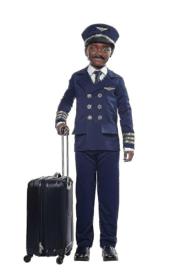 Barn Unisex Pilot Uniform Maskeraddräkt Yalo[2F] Navy Blue Medium