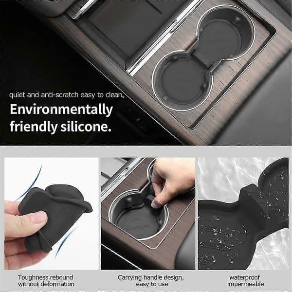 Mittkonsolinlägg för Model 3 2024 - Mugghållartillbehör Black