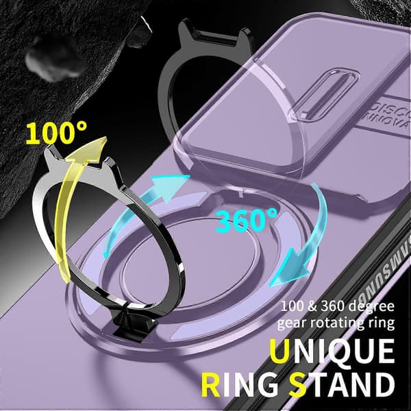 Skyvbar Camshield Ringholder Telefondeksel Lilla Purple For Samsung Galaxy Z Fold7 5G