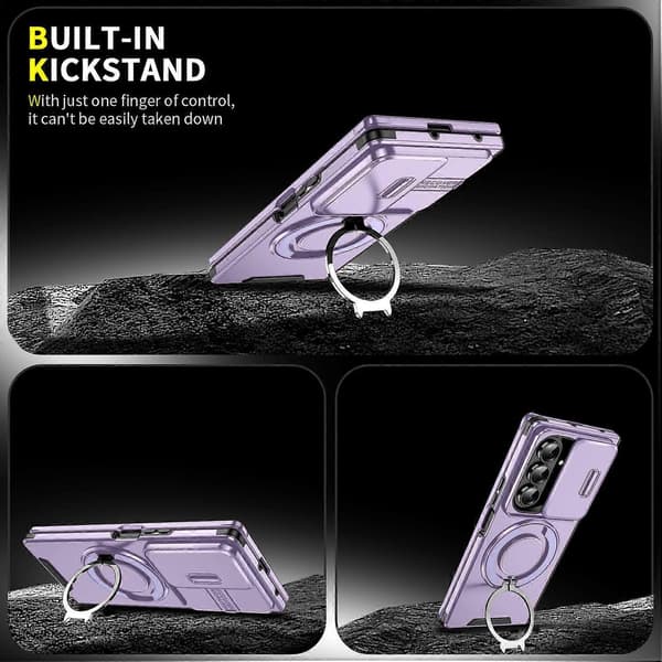Skyvbar Camshield Ringholder Telefondeksel Lilla Purple For Samsung Galaxy Z Fold7 5G