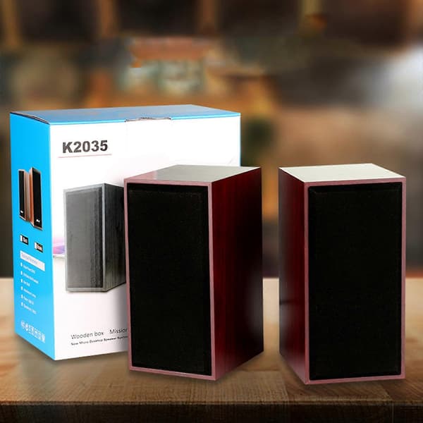 USB Kablet Træhøjttaler Subwoofer Sound Box 3,5 mm Indgang USB Strøm Computerhøjttaler til Stationær PC Sort Musta