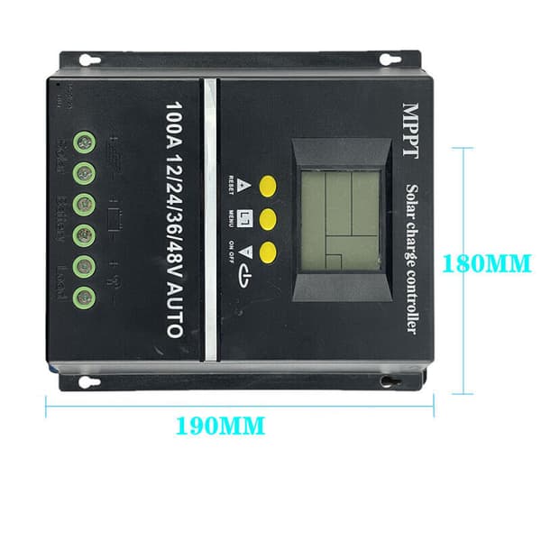 100A MPPT Solar Charge Controller 12V 24V 36V 48V PV Batteriregulator Dobbelt USB
