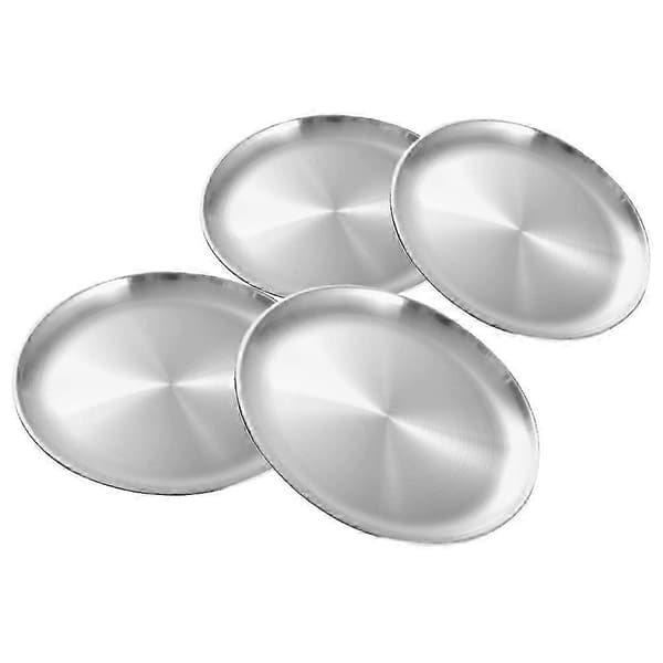 Rustfri stålplader runde metal middagsplader til hjemmebrug 4 stk. 20.00X20.00X1.50CM Silver