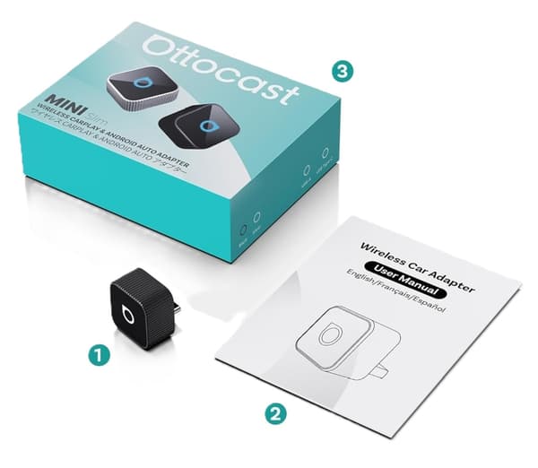 Ottocast Mini Slim USB-C – Langaton CarPlay & Android Auto -sovitin