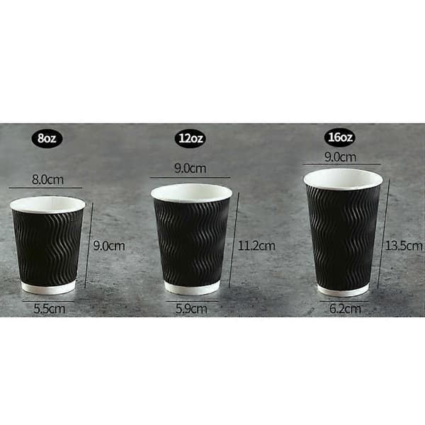 Ripple Isolerende Engangskrus til Drikkevarer 8oz Sorte Hjemmebrug Cateringfunktioner 50 stk