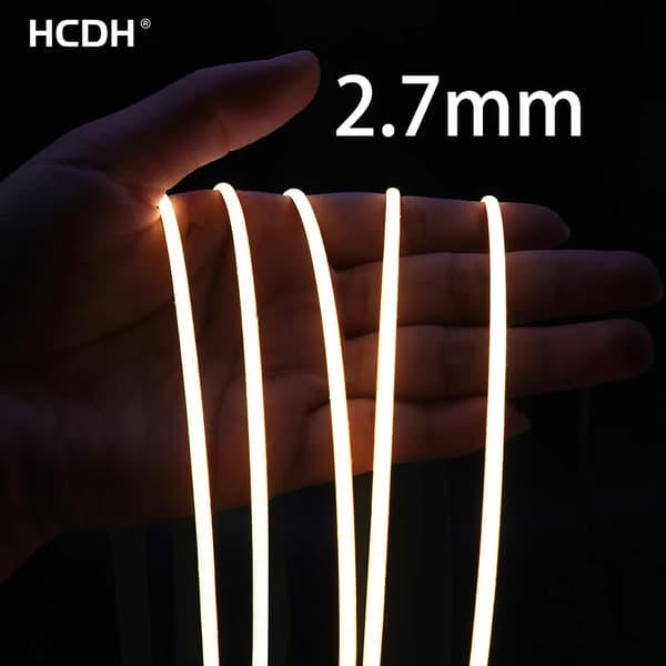 2,7 mm ultratynde COB LED Strip Lights 400LEDs/m Fleksibel lineær lysstrimmel Diodebånd Baggrundsbelysning 5m 3000K(varmvit)
