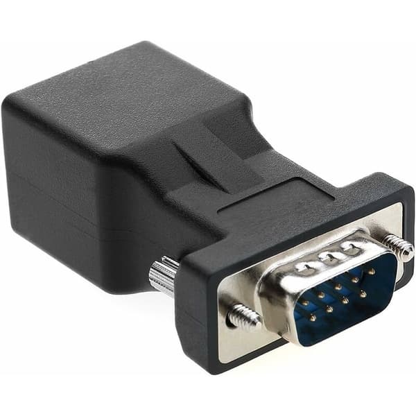 RJ45 til RS232, DB9 seriell port 9-pinners hann til hunn RJ45 Cat5e/6 Ethernet/LAN forlengelsesadapter (hannhode)