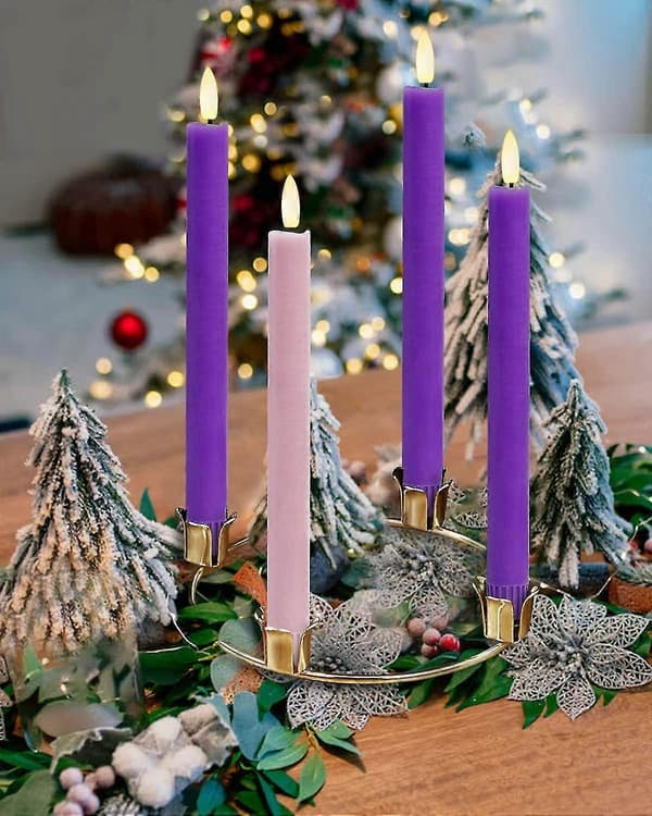 Flammeløse Adventslys Sett - Batteridrevne Led Keglelys Med Timer (4-pakning)