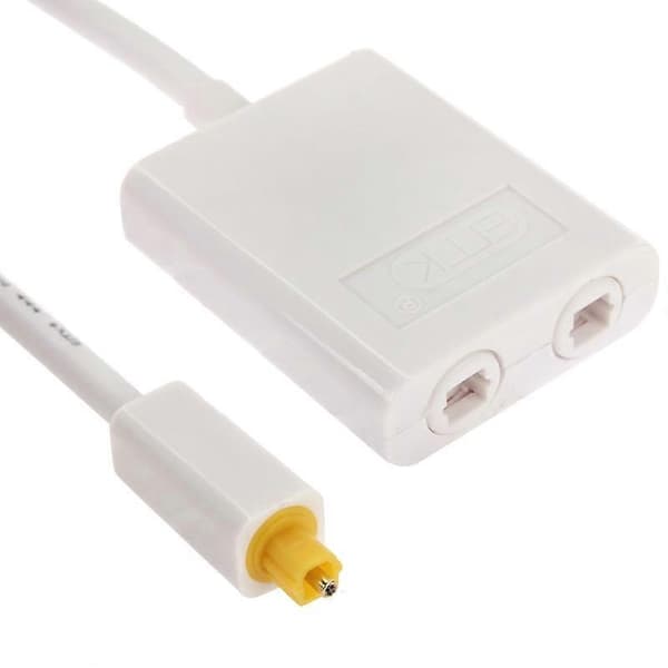 (Ny) EMK Digital Toslink Optisk Fiber Audio Splitter 1 til 2 Kabeladapter for DVD-spiller White