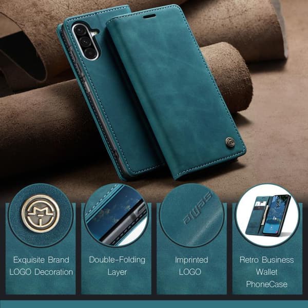 Samsung Galaxy A56 Cover CaseMe 013 Multifunktionel Horisontal Flip Læder Blå