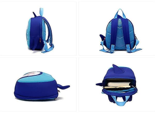 3D Dinosaur Barnryggsäck Neopren Tecknad Skolväska blue
