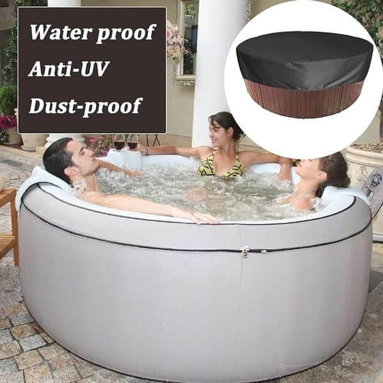 Spa Cover - Round, Outdoor Specific, Waterproof and UV Resistant (215 x 70 cm). Features multi-layer protection against tearing, UV rays, dust