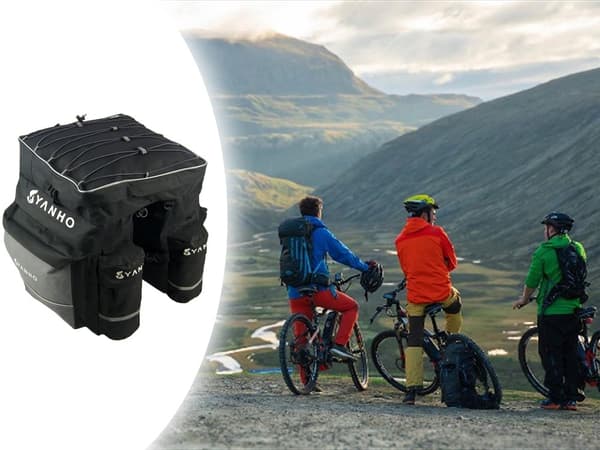 [2F]Cykel taske med 7 rum og regnslag – 60L