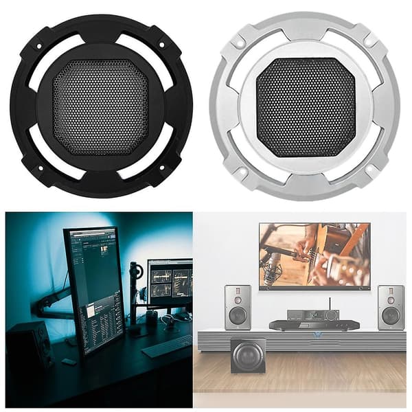 Mesh Høyttaler Dekorativ Sirkel Subwoofer Grill Deksel Beskyttelse Erstatninger Silver