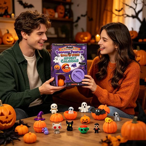 Halloween Julekalender 2026, 24 dage, 3D Græskar, Halloween Nedtælling og Dekoration til Børn og Voksne