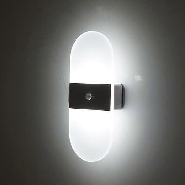 Magnetisk Akryl Smart Induktionsnattlampa, Vit Båge Vitt Ljus[2F]