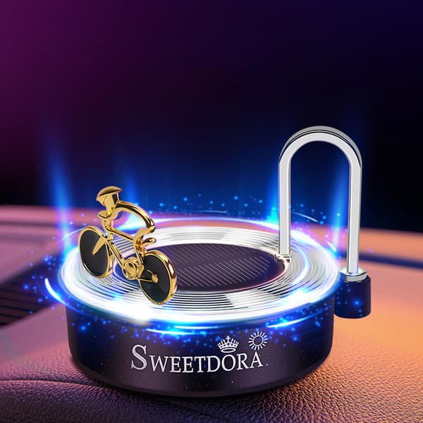 Bilduftfrisker Solenergi Roterende Eterisk Olje Aromaterapi Diffuser Gaver Gold