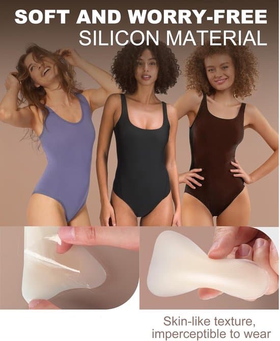 4-pak genanvendelige silikone Camel Toe Concealer Pads - Usynlige vandtætte indlæg - Beige