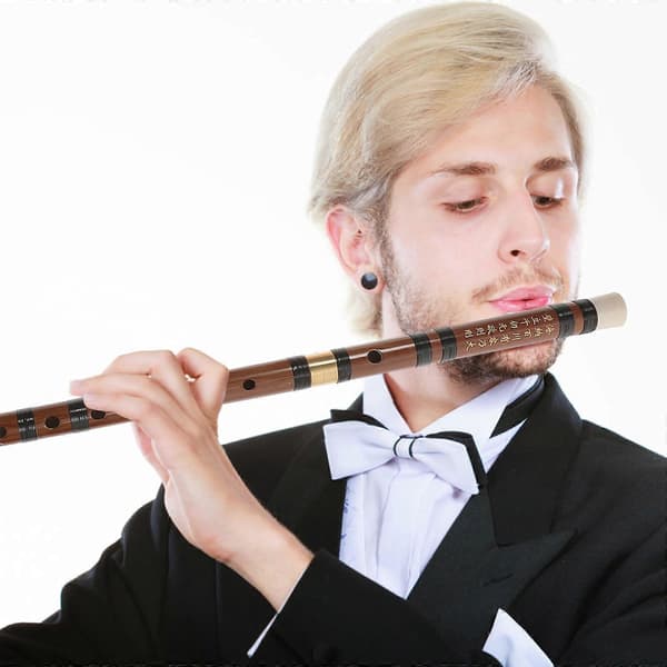 1 sett bambusfløyte profesjonell spillefløyte klassisk musikkinstrument (C-dur) Light Brown