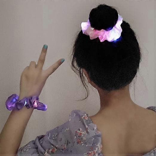 Glödande Scrunchies Satin Hårsnoddar Stora Tarm Hårband blue