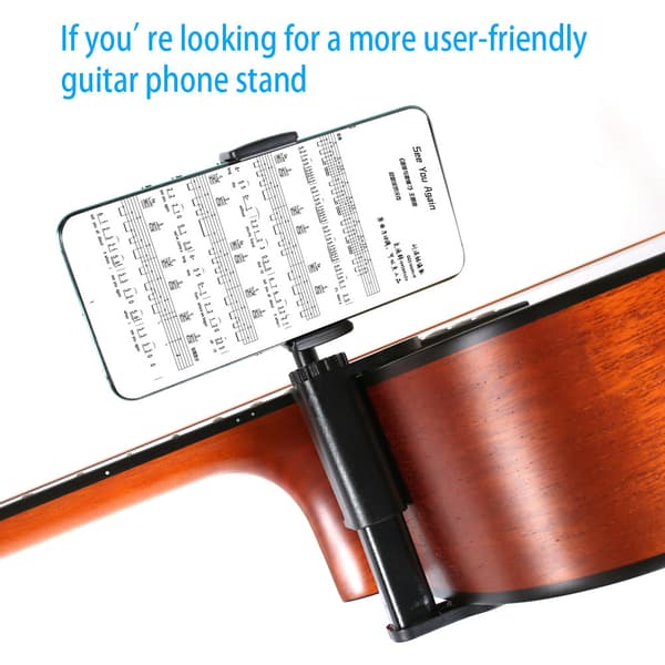 Gitarrtelefonhållare - Justerbart och roterbart gitarrfäste för gitarrer/ukulele, universell smartphone-kompatibilitet, idealisk för digitala noter