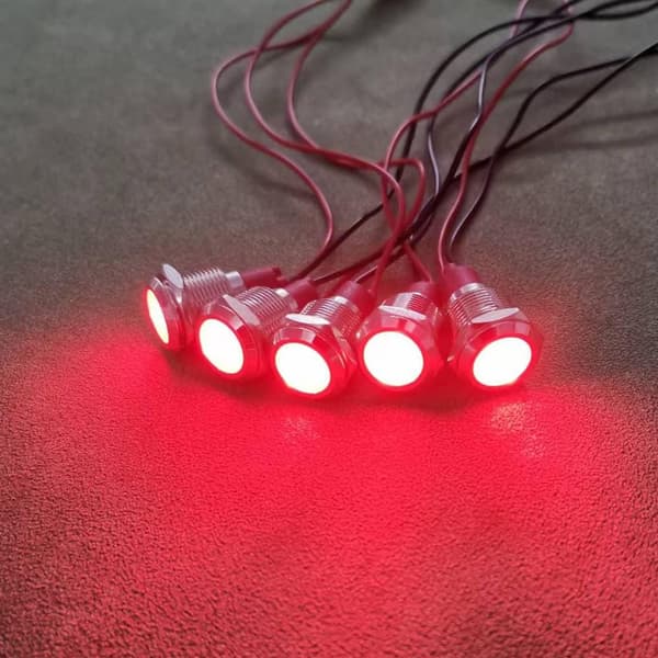 [2F]5 stk 12mm LED metallindikator 110V-220VAC lys vanntett
