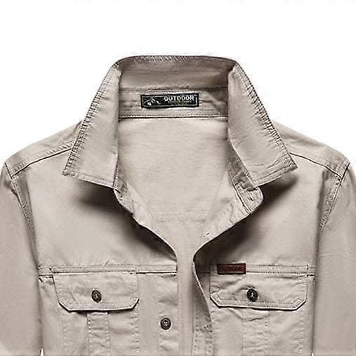 Arbeidsskjorte med lange ermer for menn (S-4XL) white L