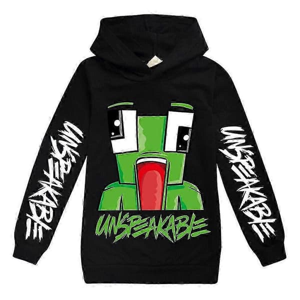 Unspeakable Drenge Printede Hættetrøjer Børn Casual Pullover Sweatshirt Hættetrøje Træningstoppe Alder 7-14 År Sort Black 13-14 Years