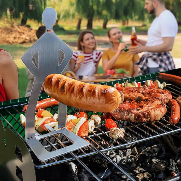 [2F]4-pak grilltilbehør pølseholder bærbar grillrist rustfrit stål