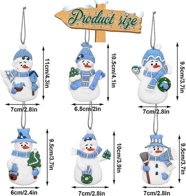Blå Snømann Juletrepynt Vintage Julepynt Mini Polymerleire Julepynt Til Snømann Juletre Anheng[2F]