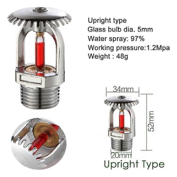 5 stk brannsprinklerhode - 155, Uprig2F Sprinklerhoder Vannspray-opp 68 Rask respons 1/2 tomme NPT