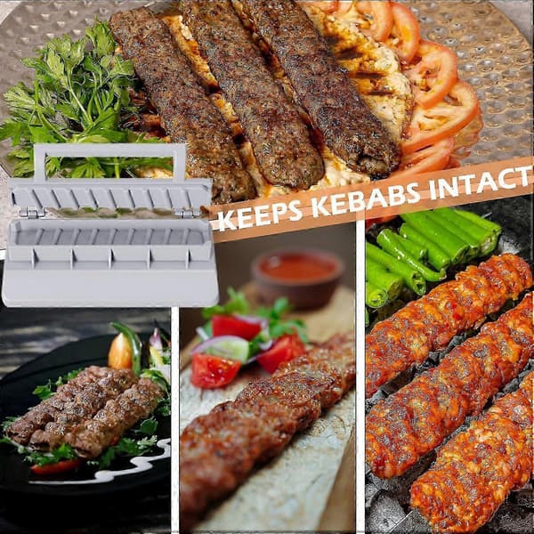 [2F]Kebab Maker Press Machine, Stor Kabob Spydform, Manuell Grill Spydform for Lam, BBQ Kebob Kebab Grillverktøy, Grå