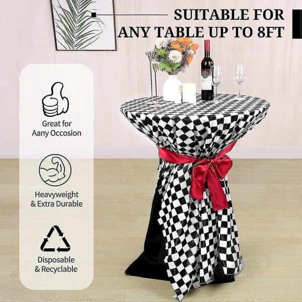 25-26 Bryllup Black white Checkered Flag