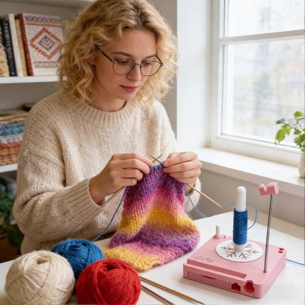 【2F】Multifunksjonell Garnspoleboks, Garnholder med Skuffer og Magnetiske Paneler for Hekle- og Strikketilbehør Organizer Blue