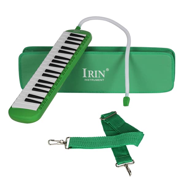 [2F] Melodika i plast for barn, 37 tangenter, gave til barn, musikkinstrumentsett (grønn)