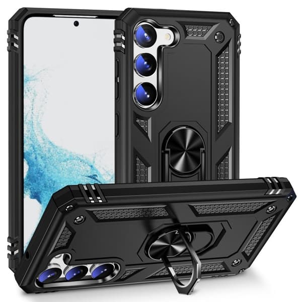 Samsung Galaxy S23 case with a metal ring\xa0- Black