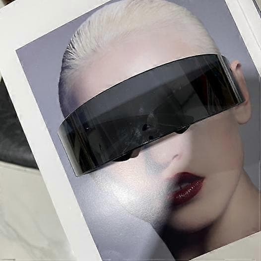 Sølvfargede speilglass visir solbriller kostyme black3