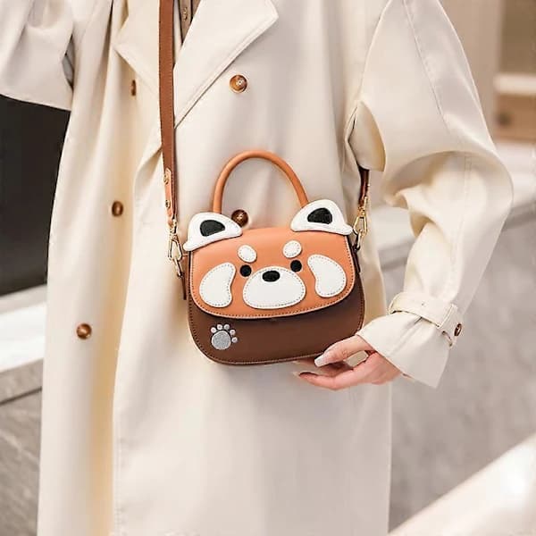 [2F]Söt Panda PU Sadelväska för Flickor Unik Söt Panda Design för Flickvänsträffar