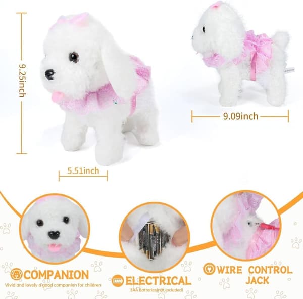 Interactive Plush Dog with Wagging Tail & Barking Function – Playful Puppy with Grooming Kit for Kids Ages 3-6 Beige