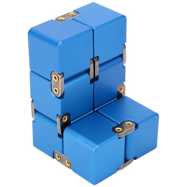 Håndholdt Fidget Legetøj i Aluminiumslegering Infinity Desk Magic Cube Stressaflastende Legetøj Blå