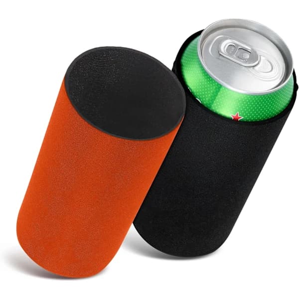 [2F]2-pak dåsekølere til 500 ml dåser, neoprenisolerede drikkevareholdere til fester og weekender, sort orange