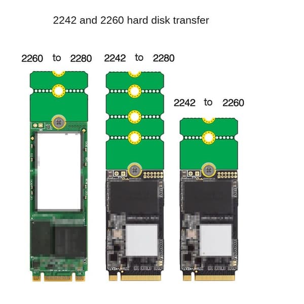 NGFF NVME M.2 Udvidet Support 2230 til 2242/2260/2280, 2242 til 2280, 2260 til 2280 Overførselsadapter Udvidelsesstøttekort